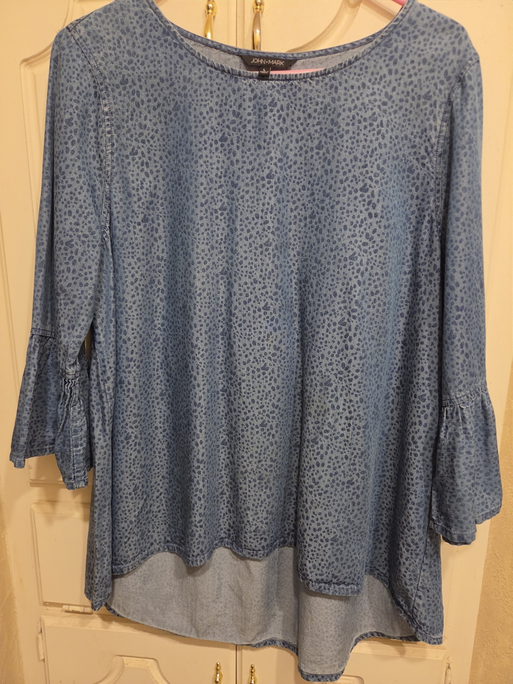 John Mark Cheetah Printed Bell-Sleeve Tunic